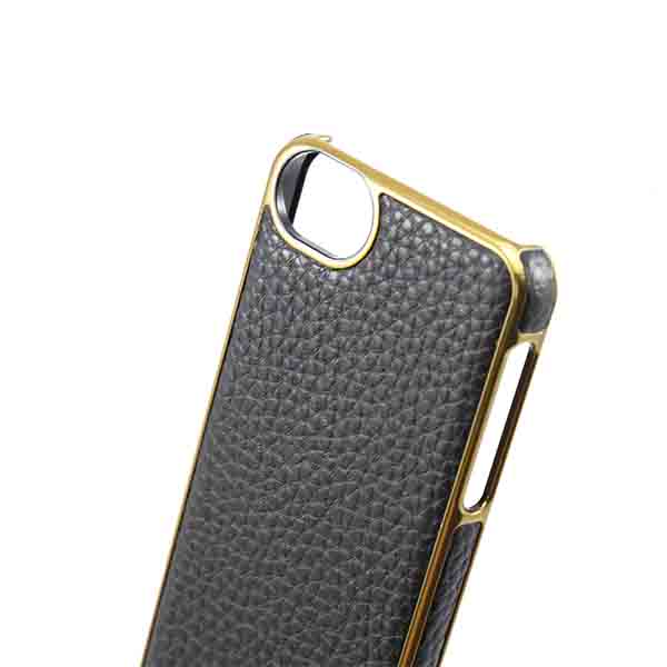 Black Python Skin Leather Golden Frame iPhone 7 case