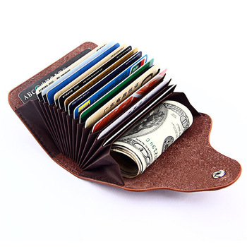 Genuine Leather Wallet RFID Blocking Pocket Holder Credit Card L